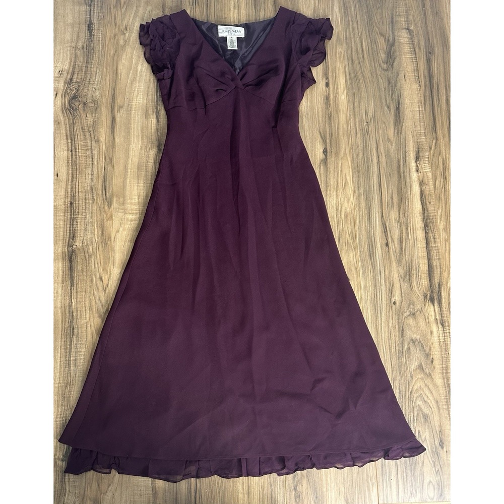 Jones‎ Wear Dress Size 8 Purple Long Short Sleeve